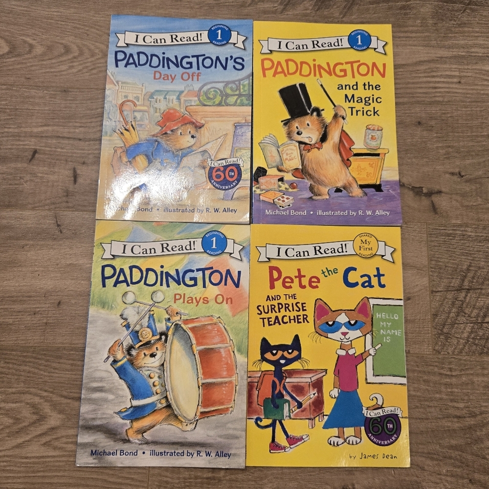 New Pete the Cat and Paddington Bear 4 Level Reader Children Book Set